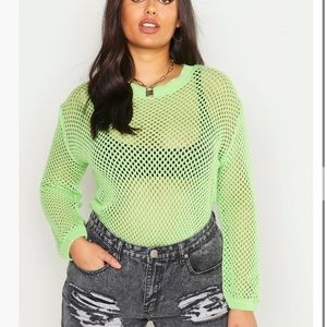 Boohoo Plus Crochet Oversized Knit Sweater